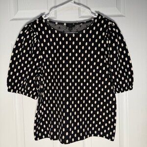 Ann Taylor Factory Short Sleeve Polka Dot Top Blouse Size S